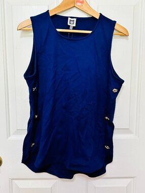 ANNE KLEIN CLASSIC NAVY NAUTICAL KNOT NAVY VEST MEDIUM